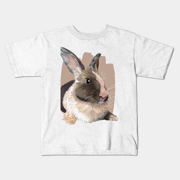 Brown Cream Rabbit Left _ Bunniesmee Kids T-Shirt by GambarGrace